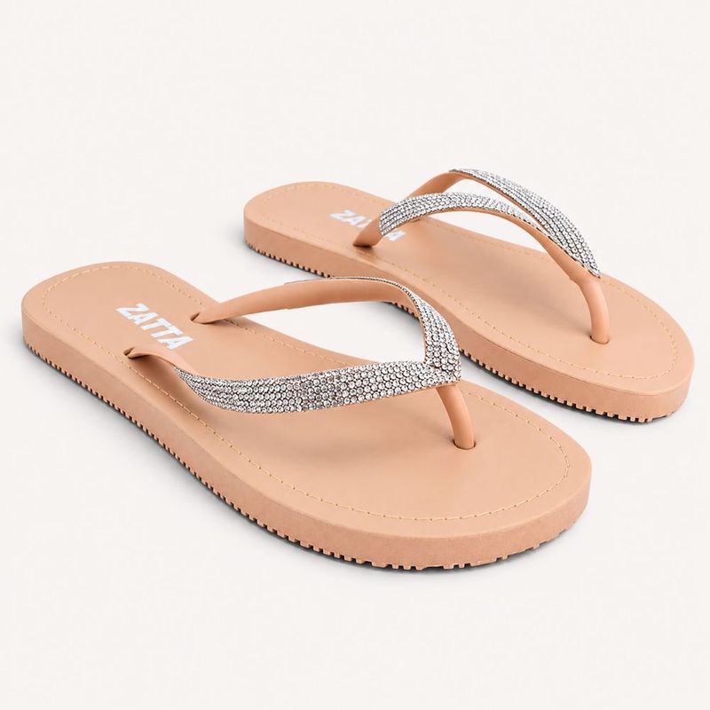 Chinelo Zatta de Dedo Strass Amora Nude