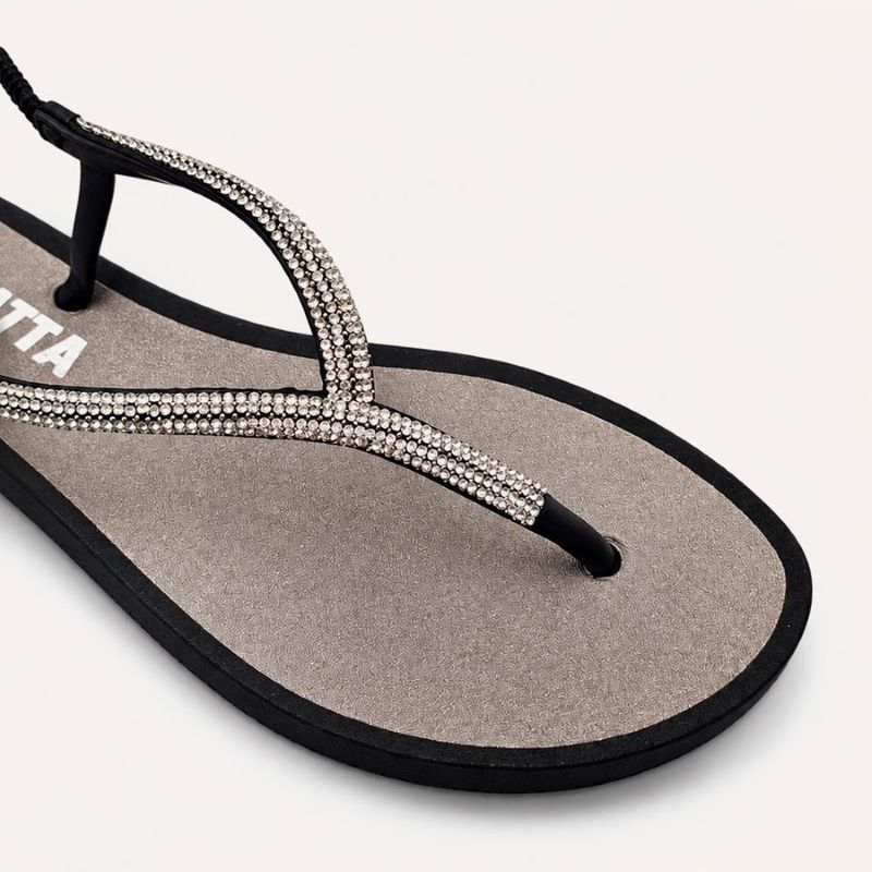 Chinelo Zatta com Strass e Tira Traseira Alana Preto