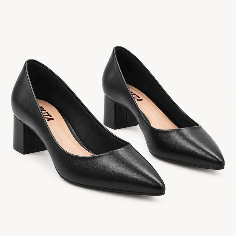 Scarpin Salto Bloco Baixo Leonor Preto