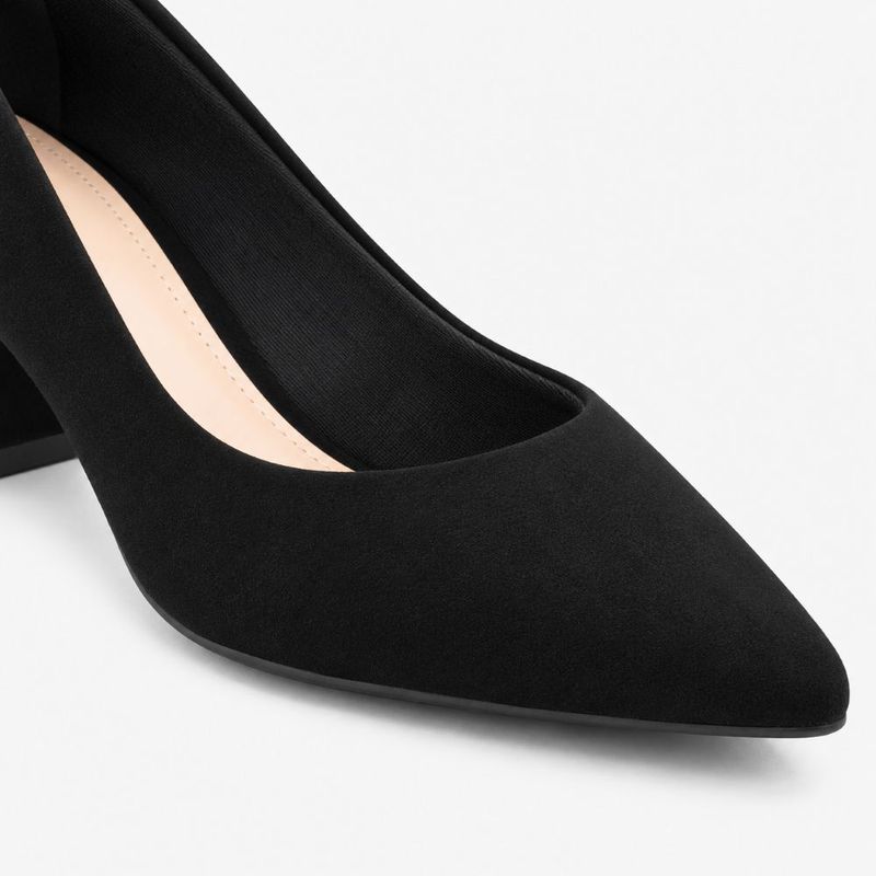 Scarpin Salto Bloco Baixo Leonor Nobuck Preto