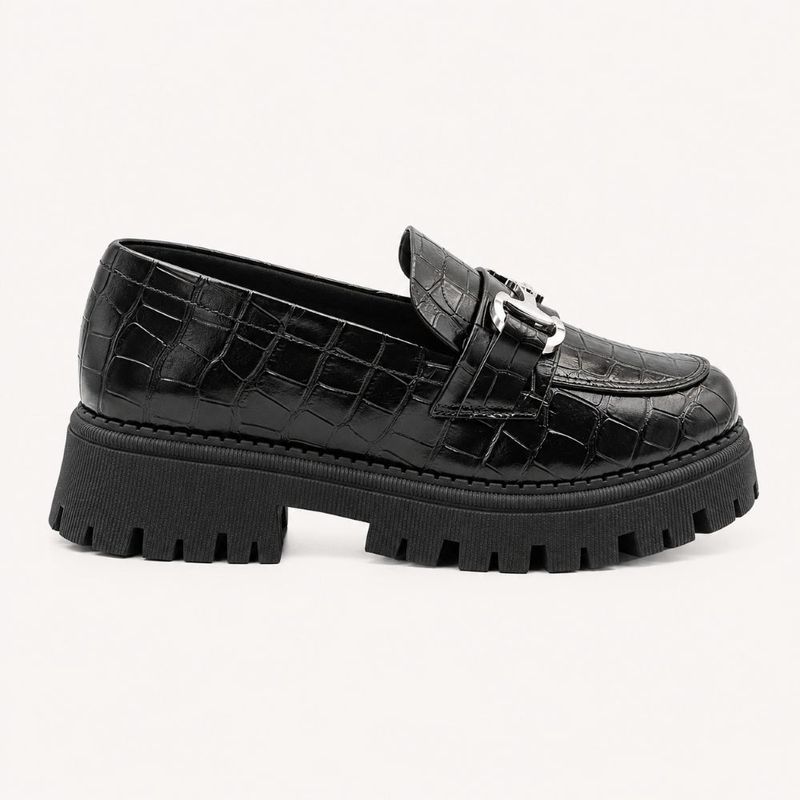 Mocassim Zatta Tratorado Sola Alta Amelia Preto Croco