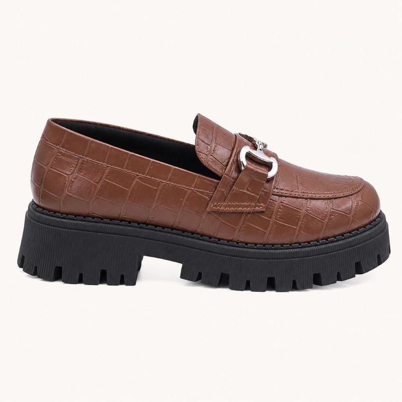 Mocassim Zatta Tratorado Sola Alta Amelia  Croco Marrom