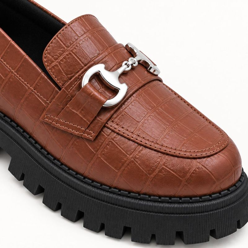 Mocassim Zatta Tratorado Sola Alta Amelia  Croco Marrom