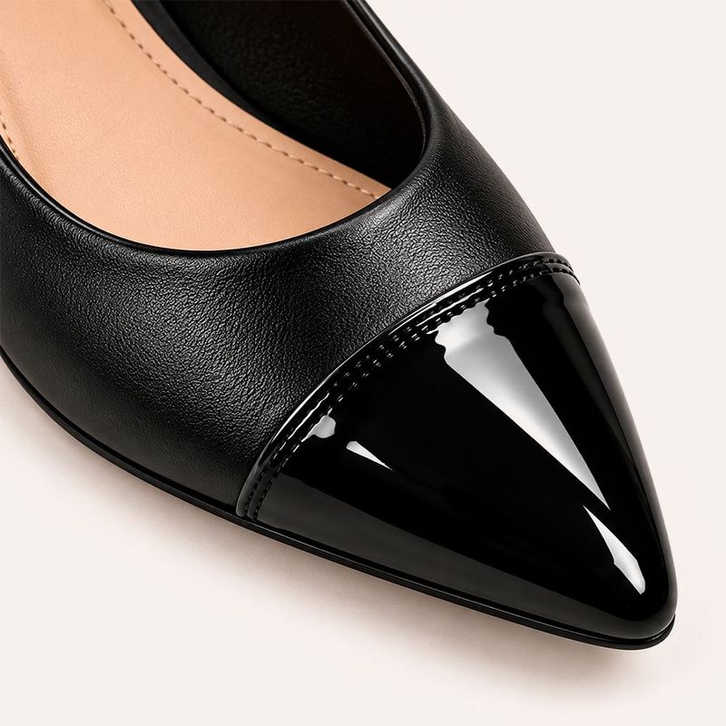 Scarpin Zatta Salto Bloco Meire Bicolor Preto