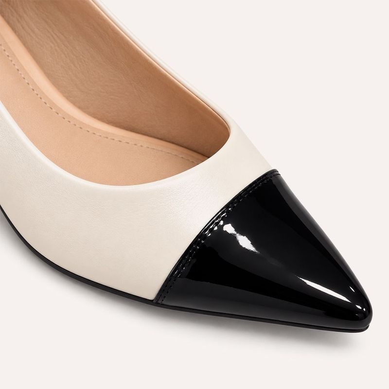 Scarpin Zatta Salto Bloco Meire Bicolor Off White