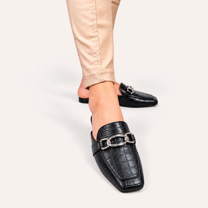 Mule Zatta Corrente Heloisa  Texturizado Preto 