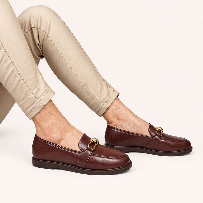 Mocassim Zatta Detalhe Fivela Kate Marrom