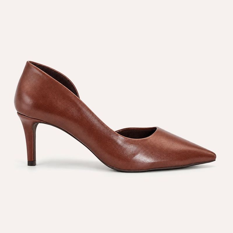 Scarpin Zatta Bico Fino com Abertura Lateral  Lisandra Marrom