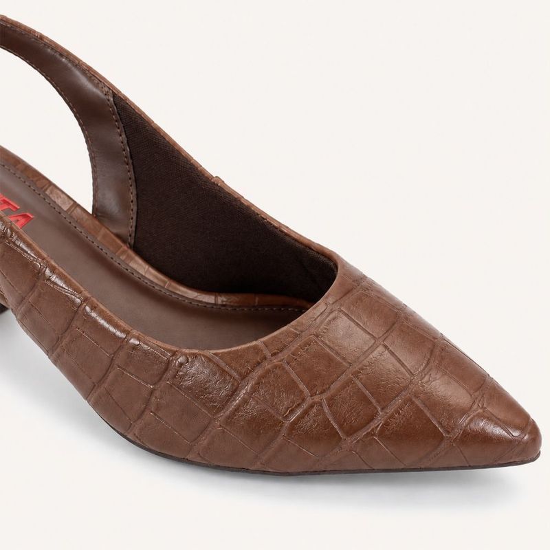 Scarpin Zatta Slingback Salto Médio Denise Marrom