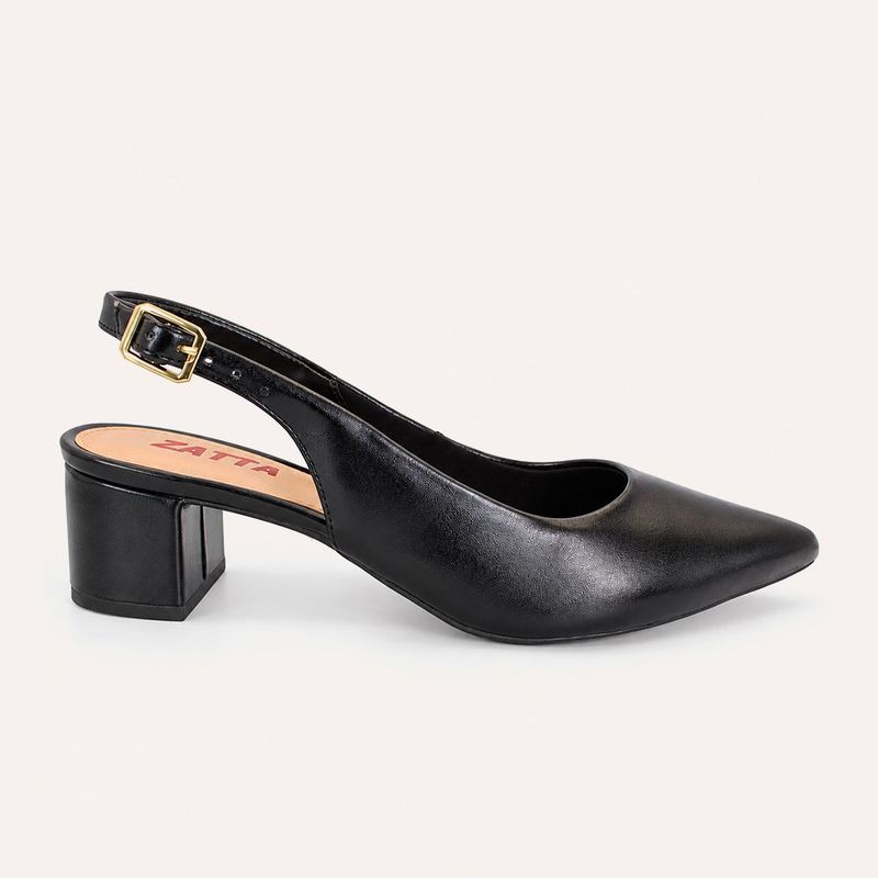 Scarpin Zatta Slingback Salto Médio Denise Preto