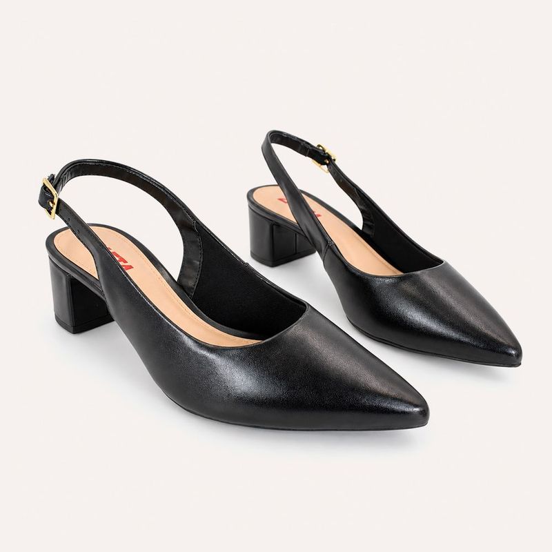 Scarpin Zatta Slingback Salto Médio Denise Preto