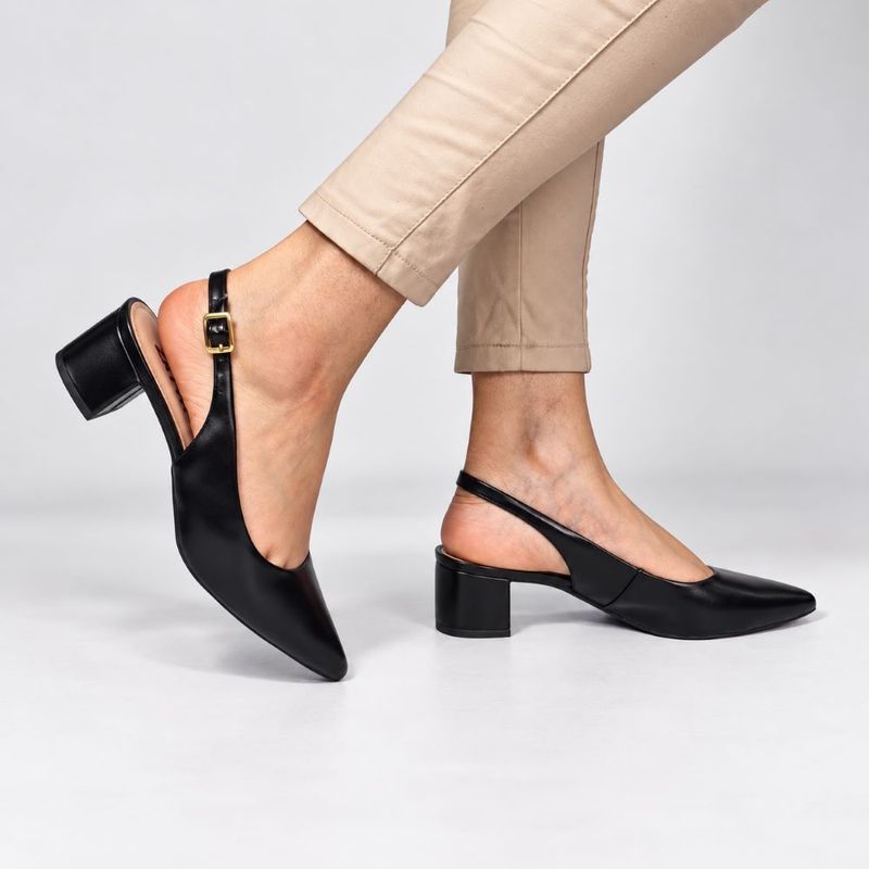 Scarpin Zatta Slingback Salto Médio Denise Preto