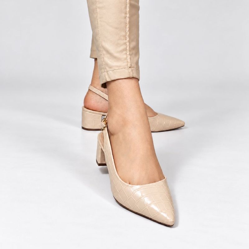 Scarpin Zatta Slingback Salto Médio Denise Amendoa