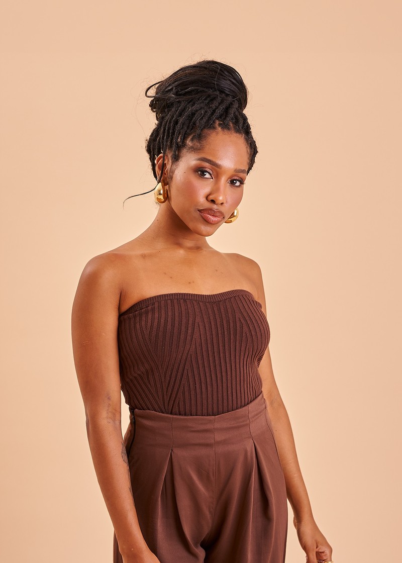 top strapless brown