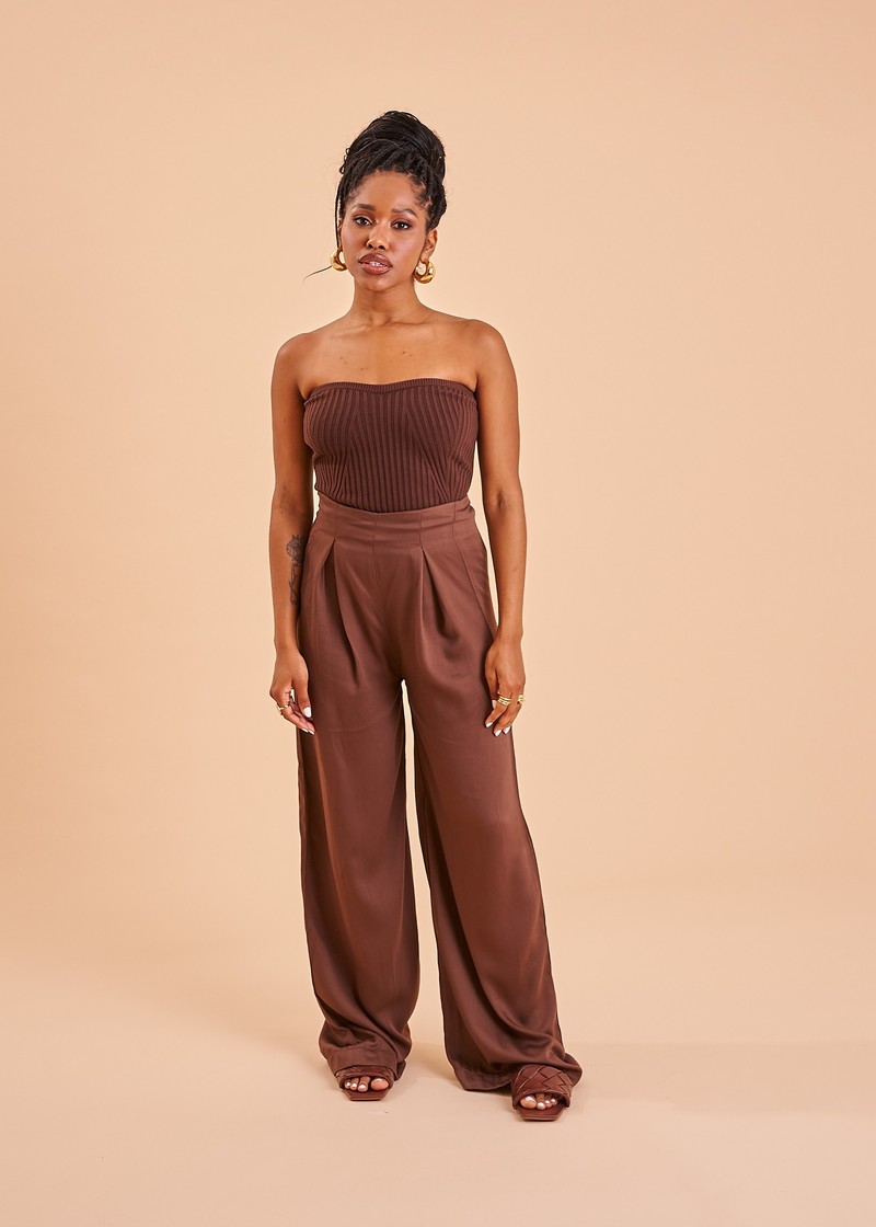 top strapless brown