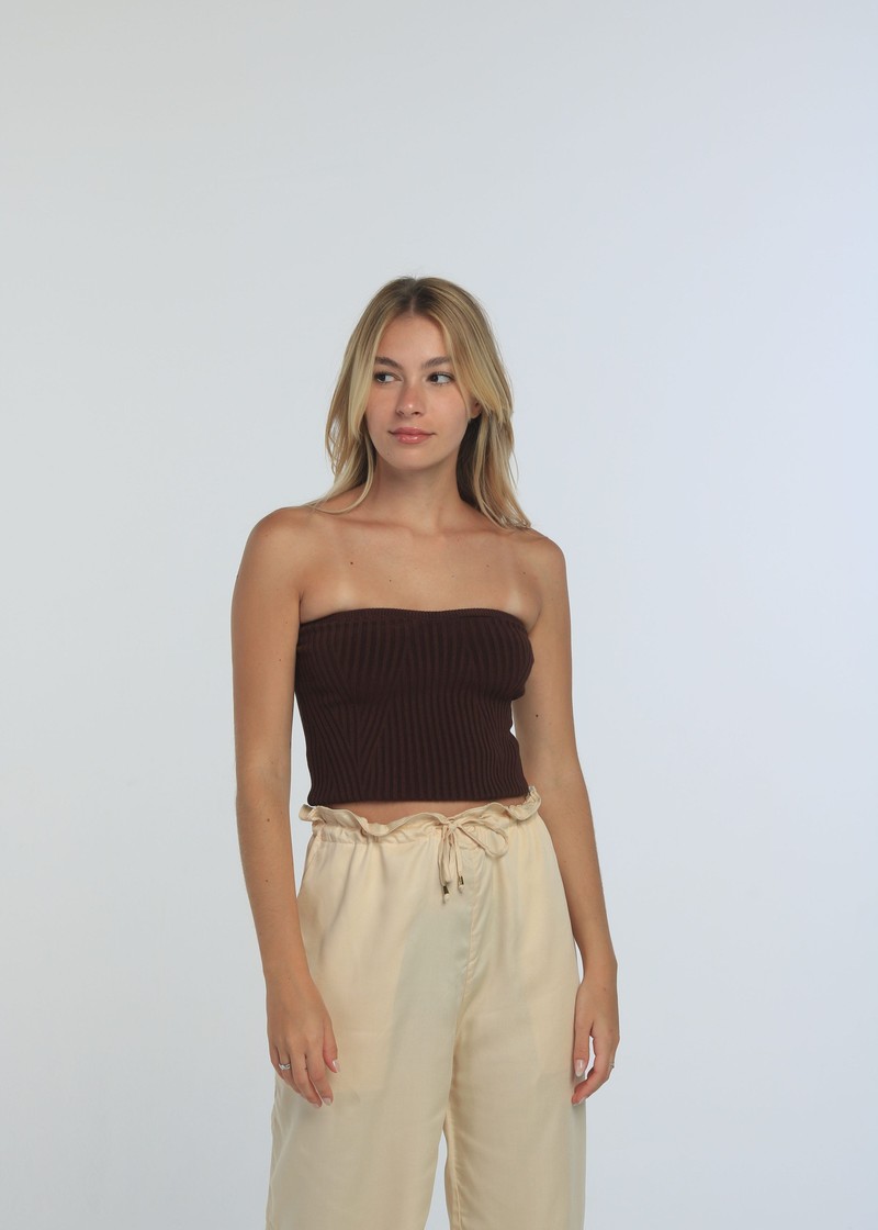 top strapless brown