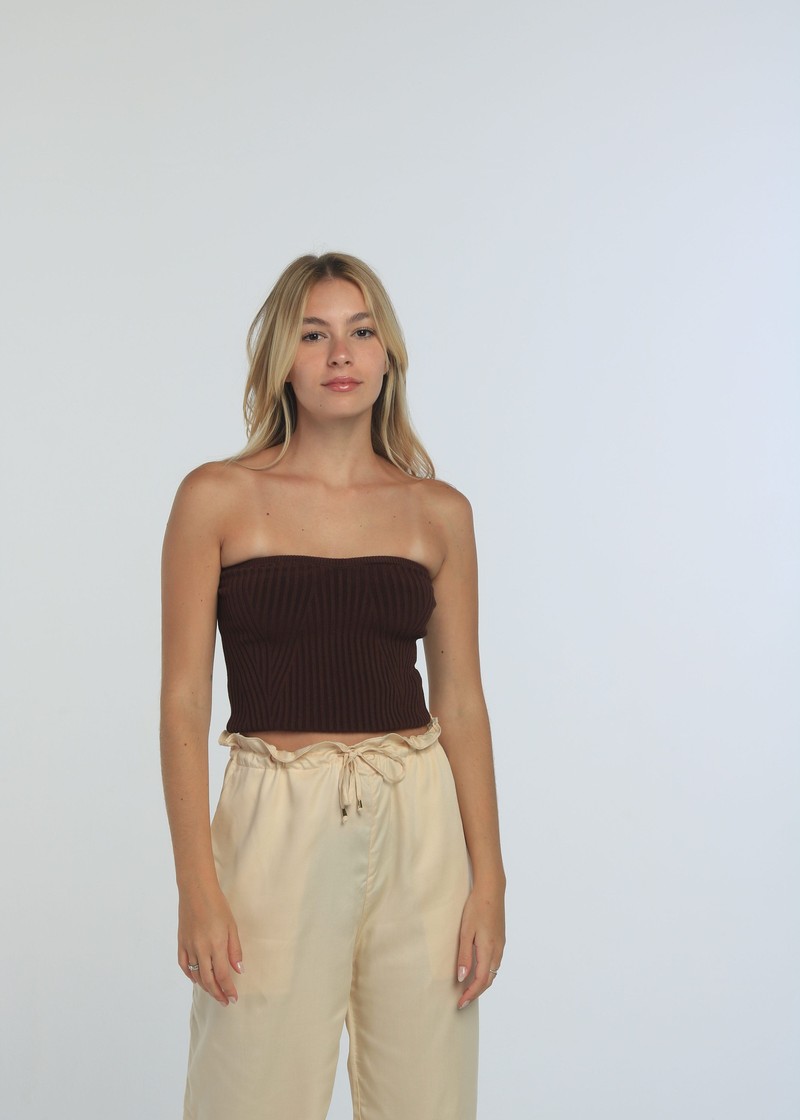 top strapless brown