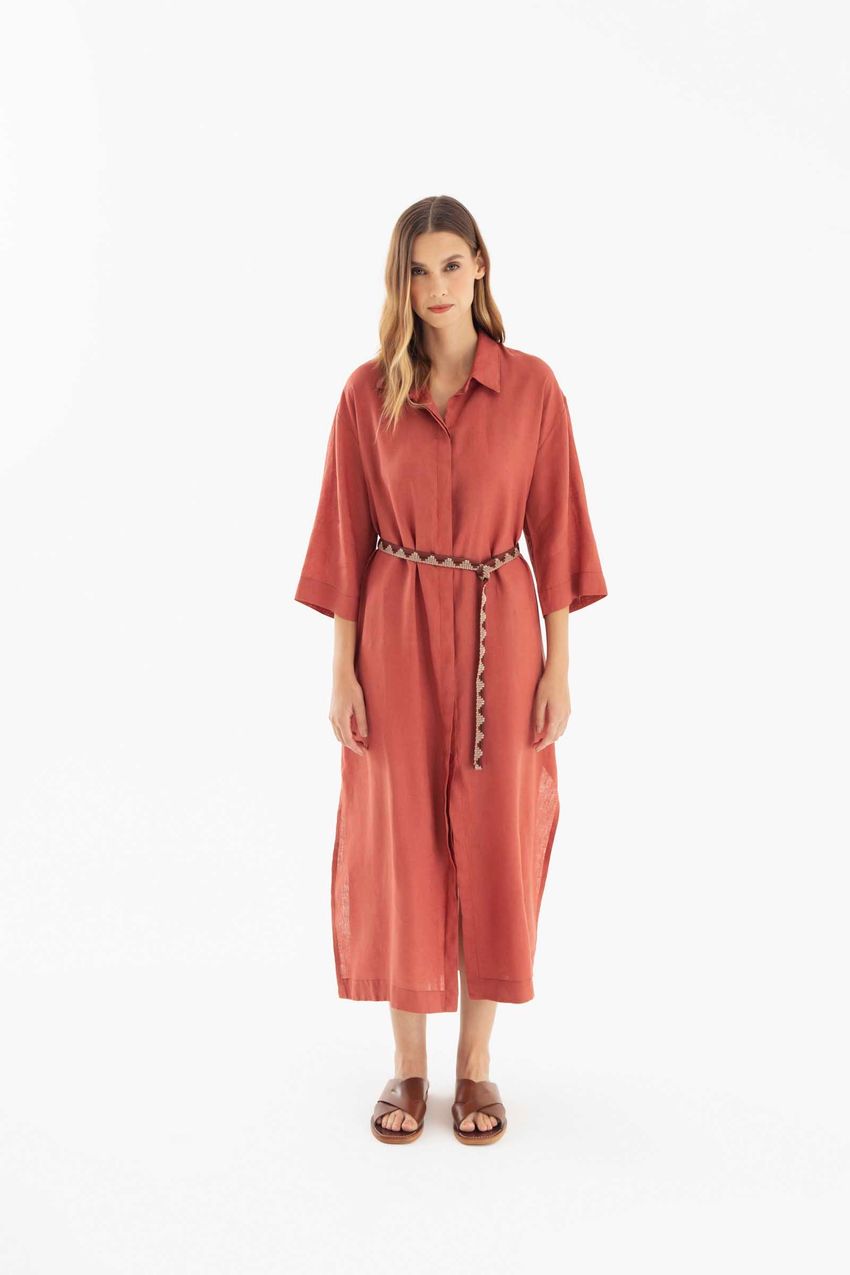 Chemise Amplo Linho Terracota