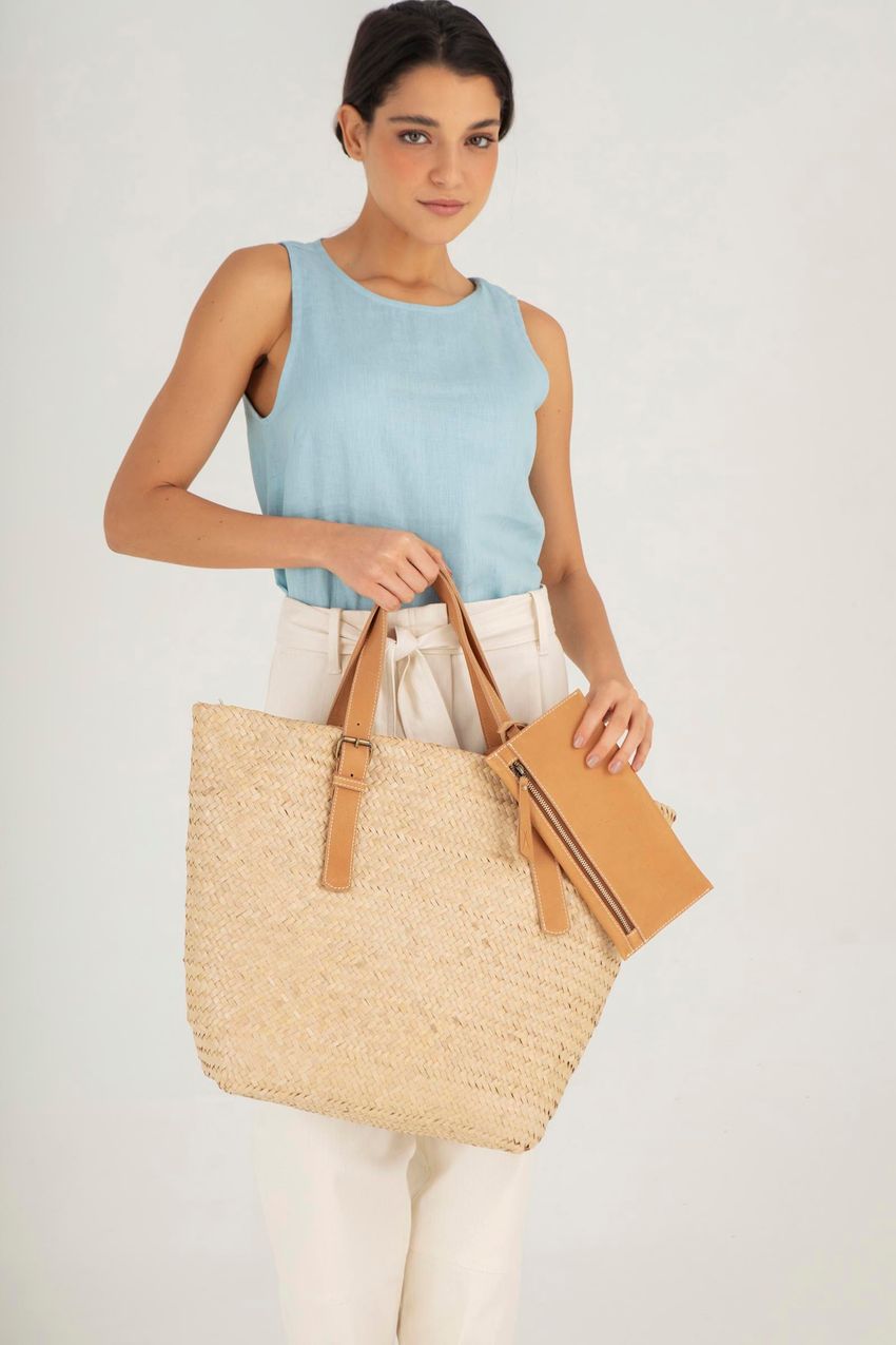 Bolsa Palha Alça Couro