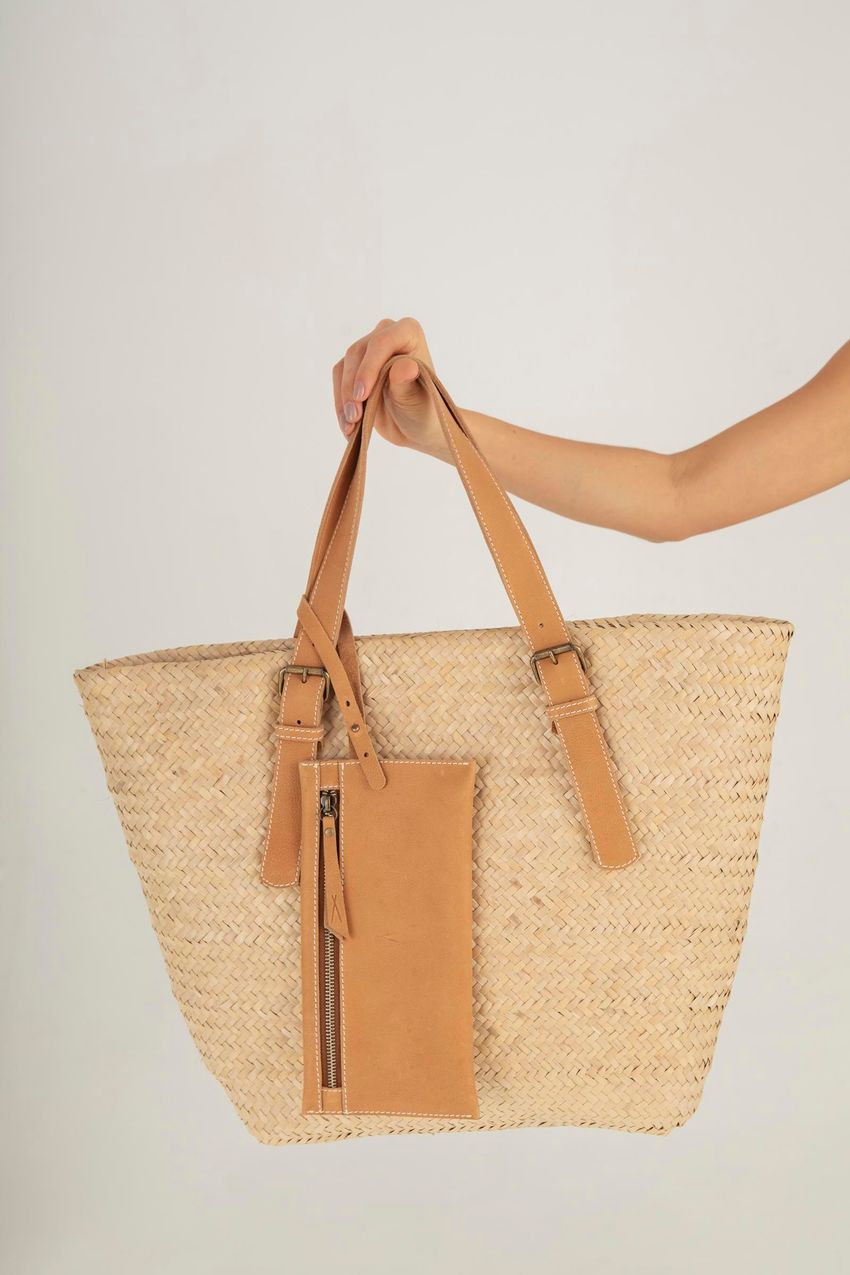 Bolsa Palha Alça Couro