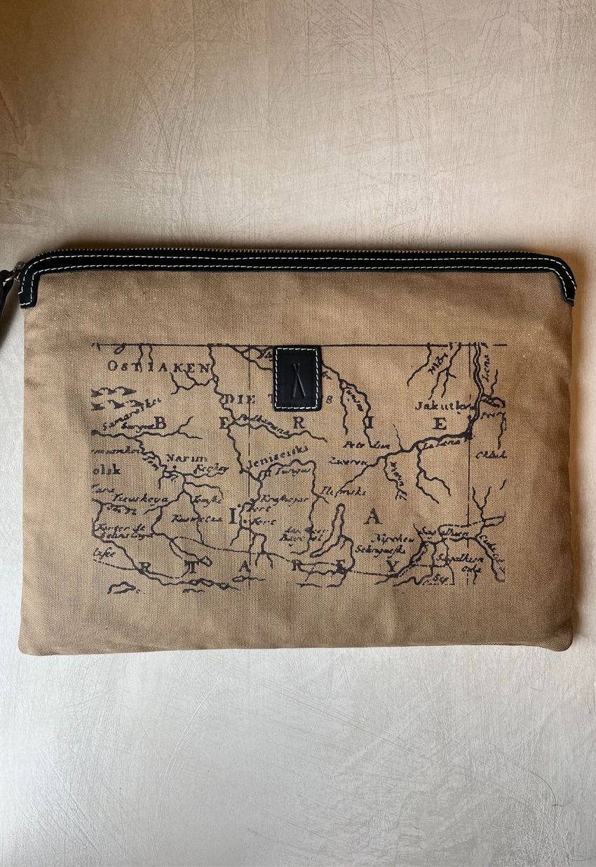 Estojo Notebook Lona Mapa Preto