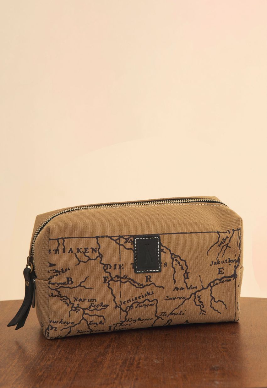 Necessaire Lona Mapa Preto