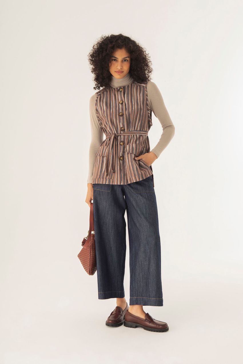 Colete Alongado Jacquard Solo
