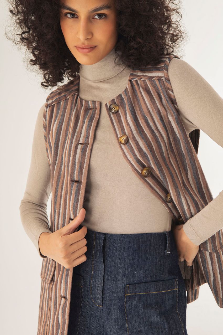 Colete Alongado Jacquard Solo