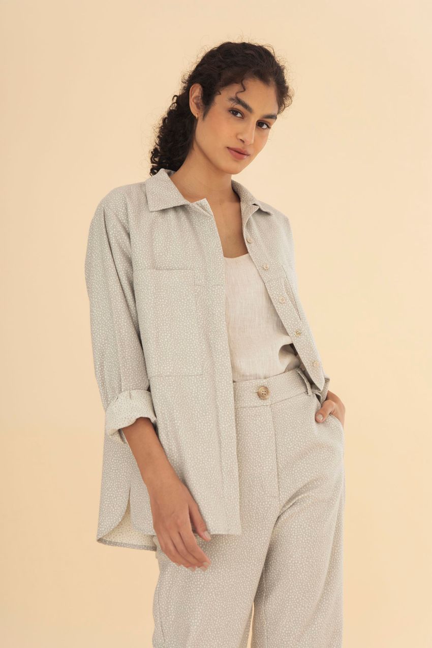 Camisa Oversized Jacquard Pintadinho