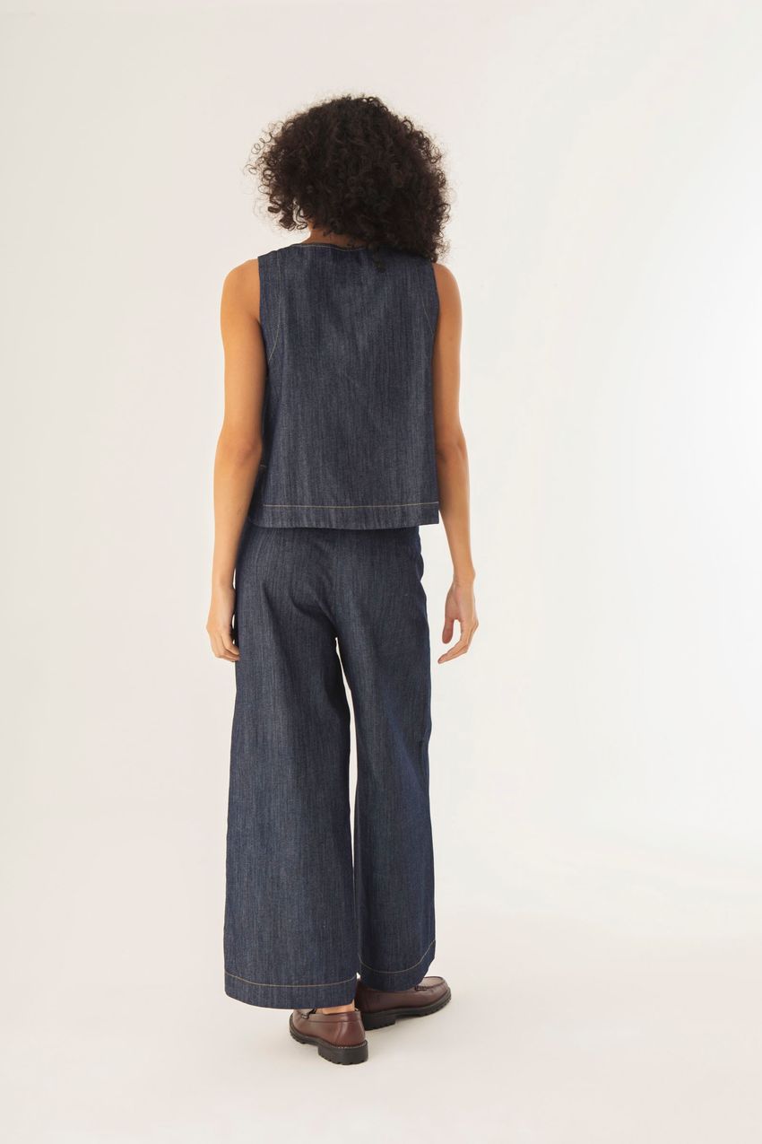 Regata Botões Jeans 
