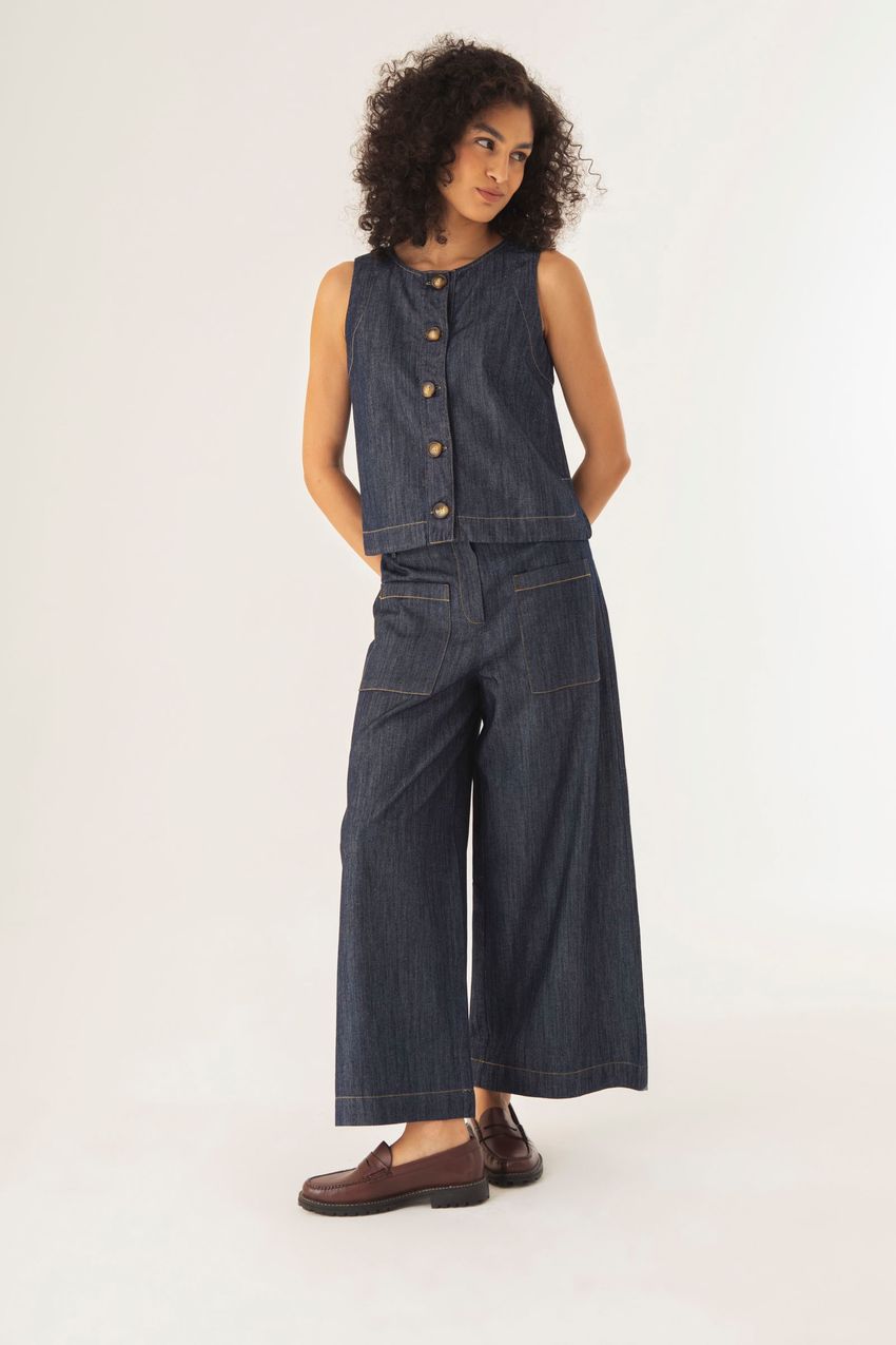 Regata Botões Jeans 