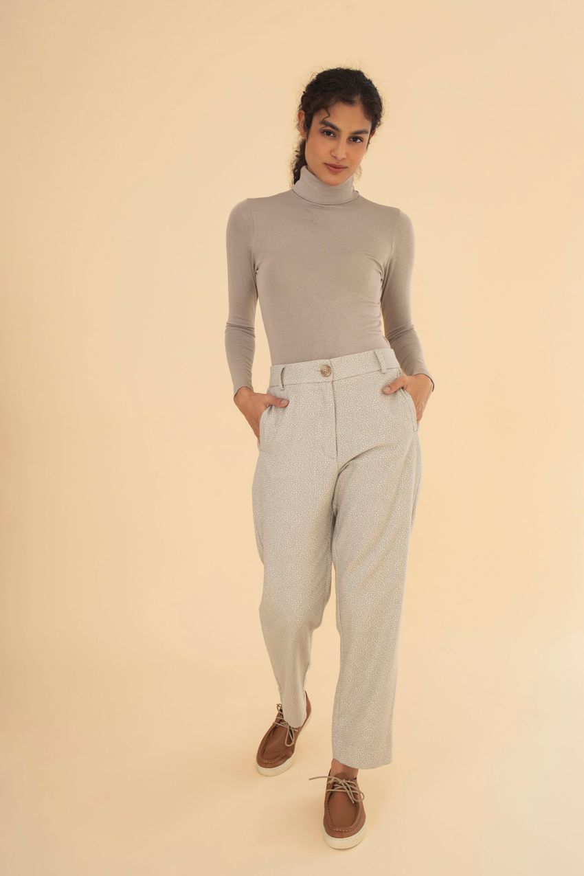 Calça Reta Jacquard Pintadinho
