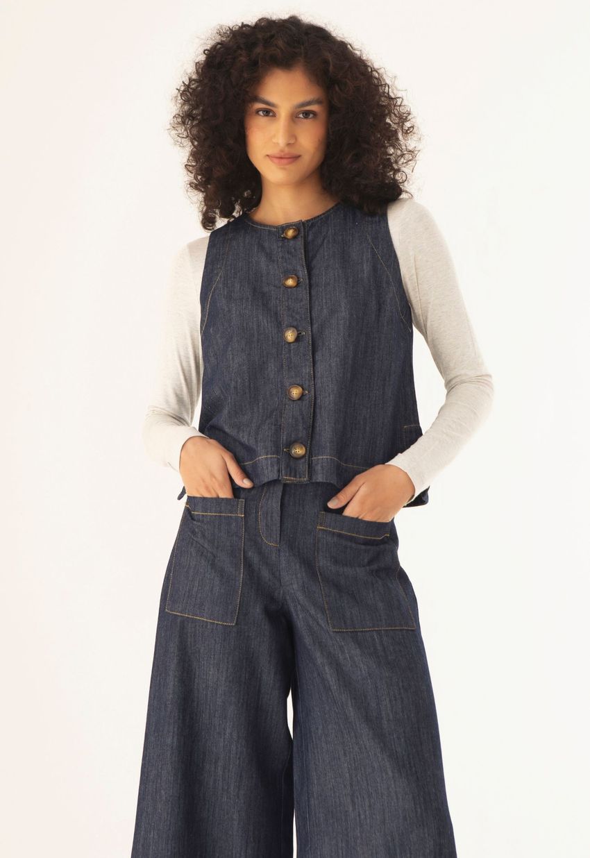 Regata Botões Jeans 