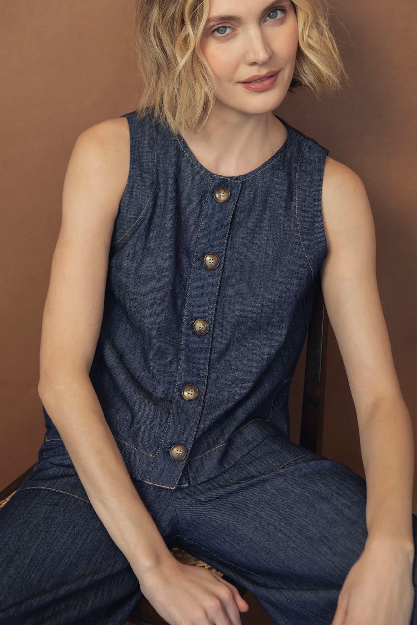 Regata Botões Jeans 