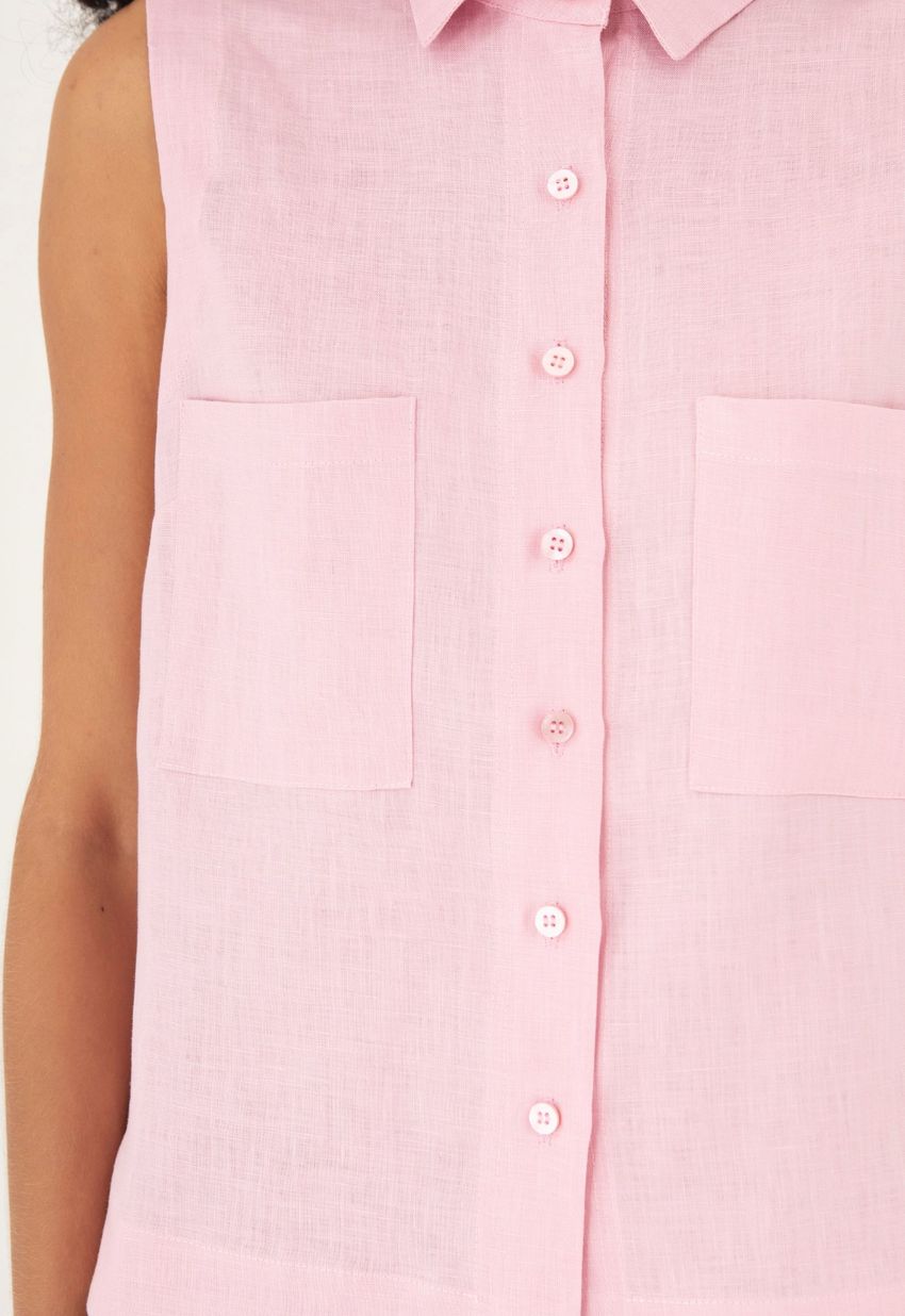 Camisa Sem Manga Linho Sakura