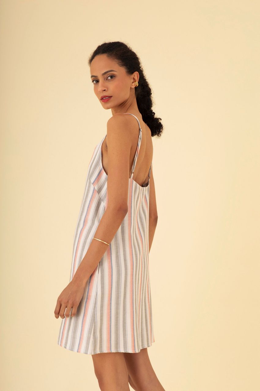 Vestido Botões Listras