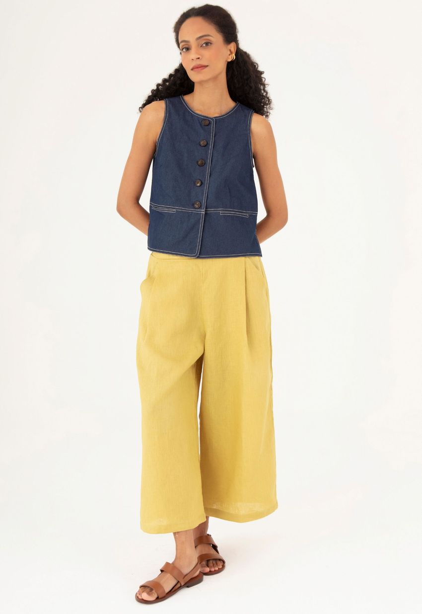 Calça Pantacourt Linho Siciliano