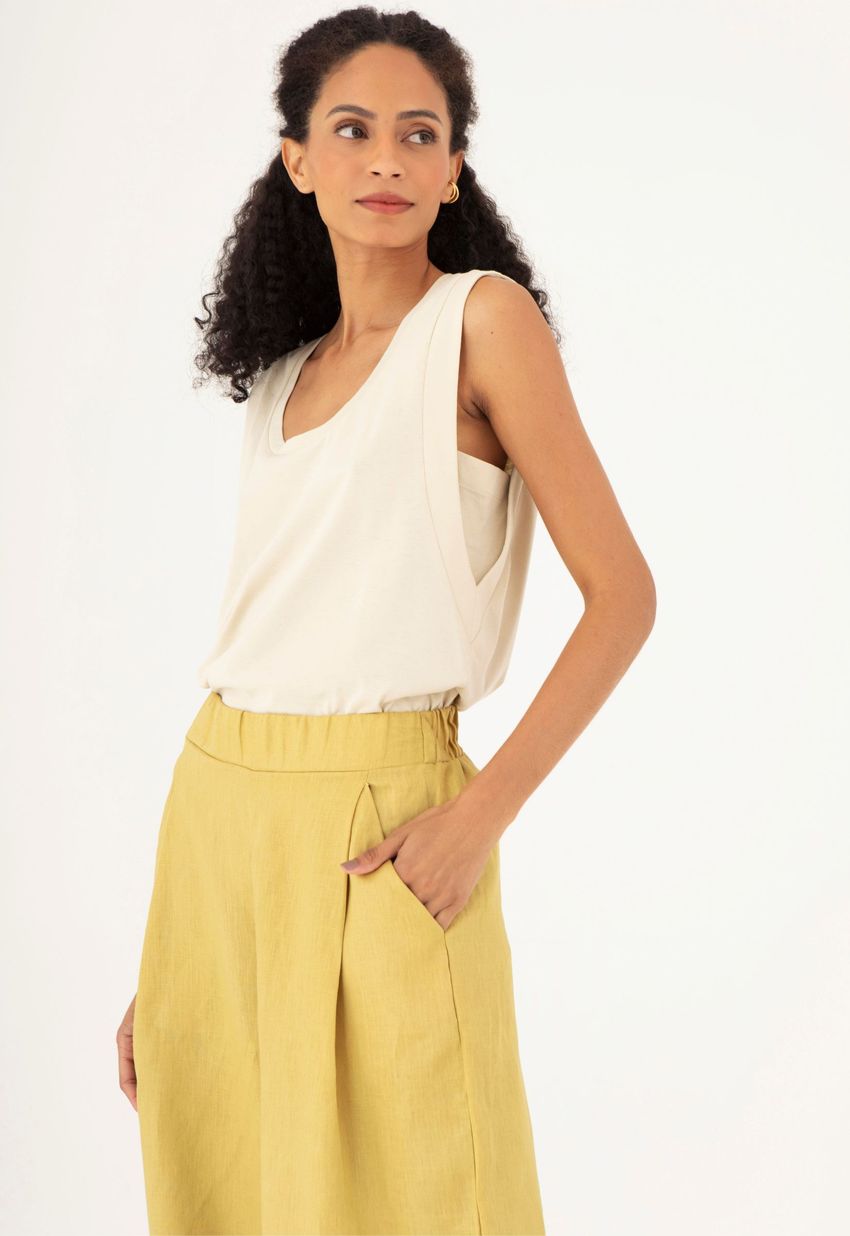 Calça Pantacourt Linho Siciliano