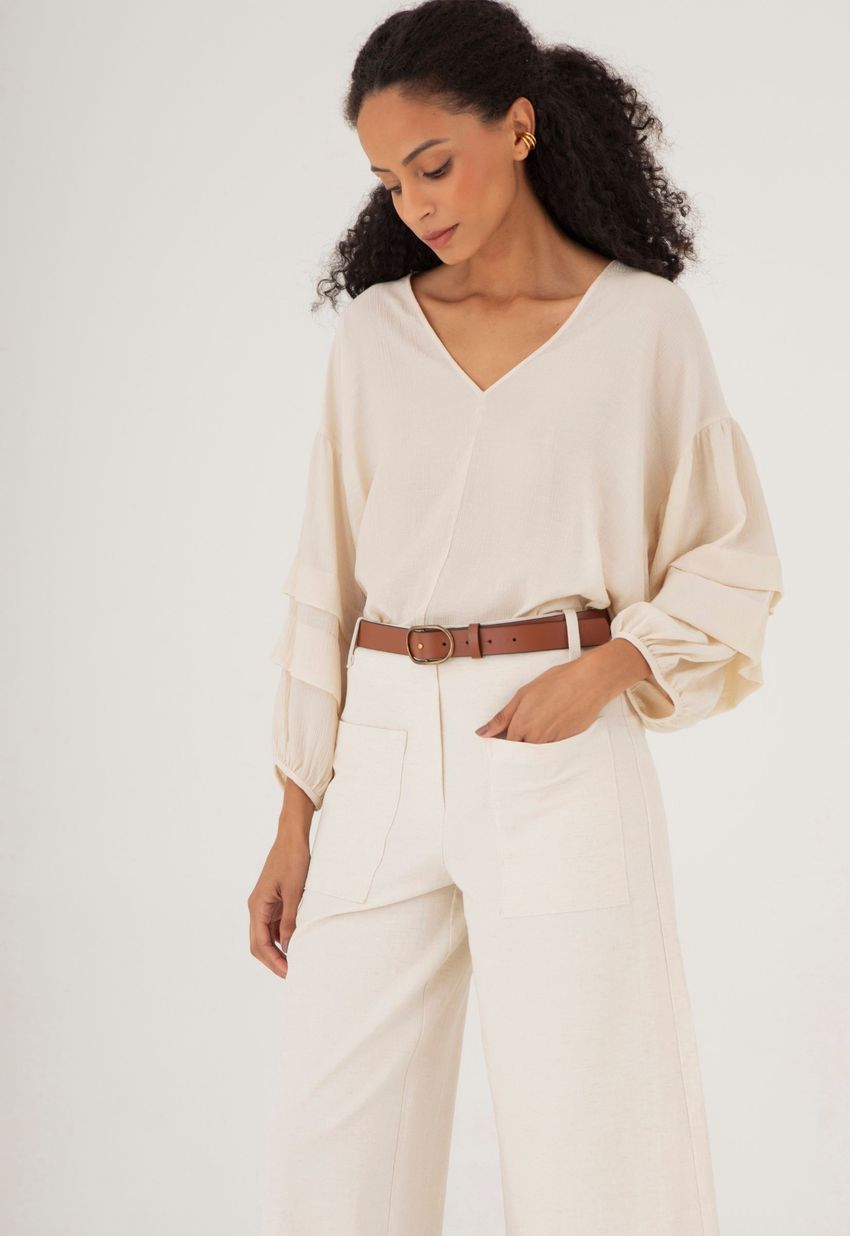 Calça Bolsos Natural