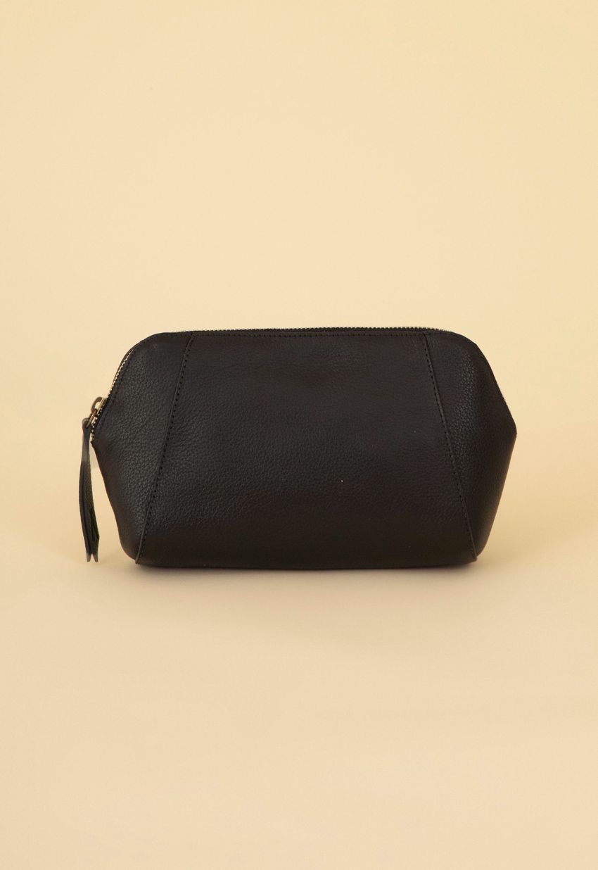 Necessaire Grande Couro Preta