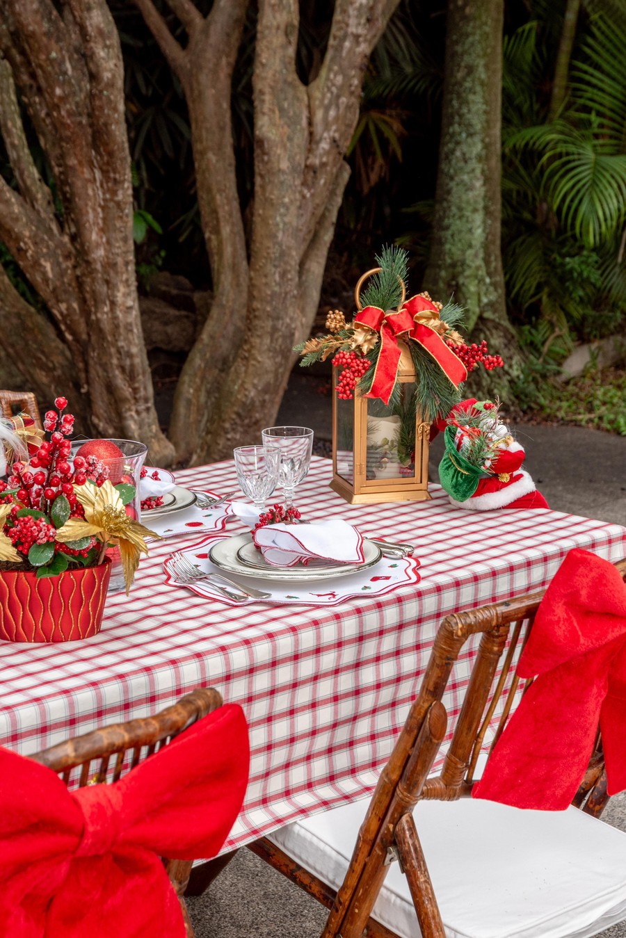 Toalha de mesa xadrez de Natal Amosfun com 2 peças, retangular, branca,  preta e vermelha, toalha de mesa de Natal, Natal, Natal, Natal, cozinha,  jantar