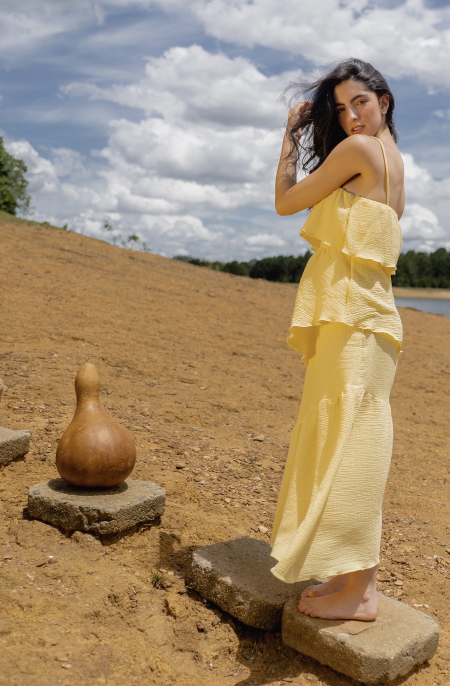 Vestido Caroá amarelo