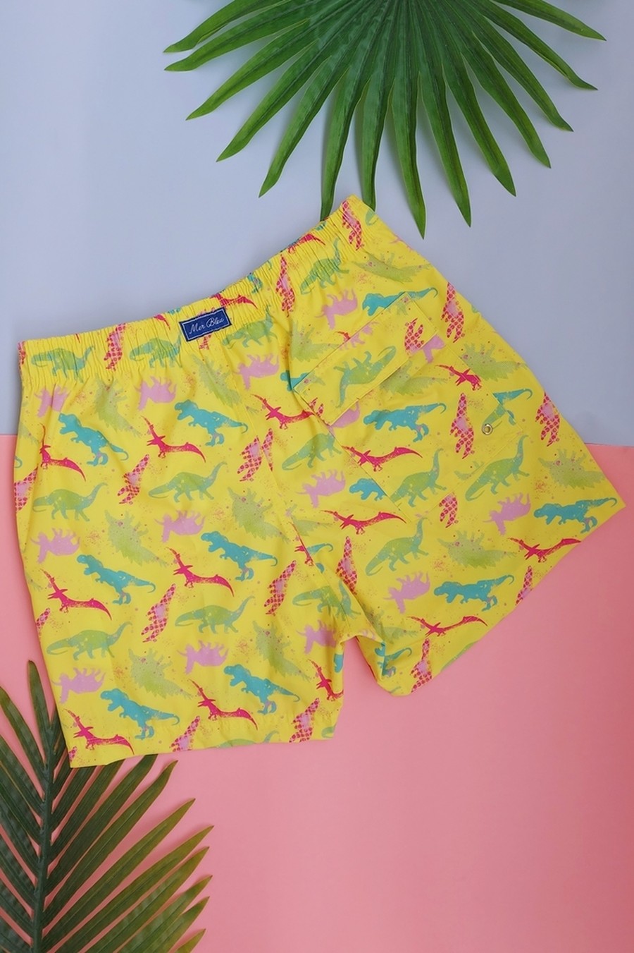 shorts masculino amarelo dinossauro 5059 mer bleu resort wear