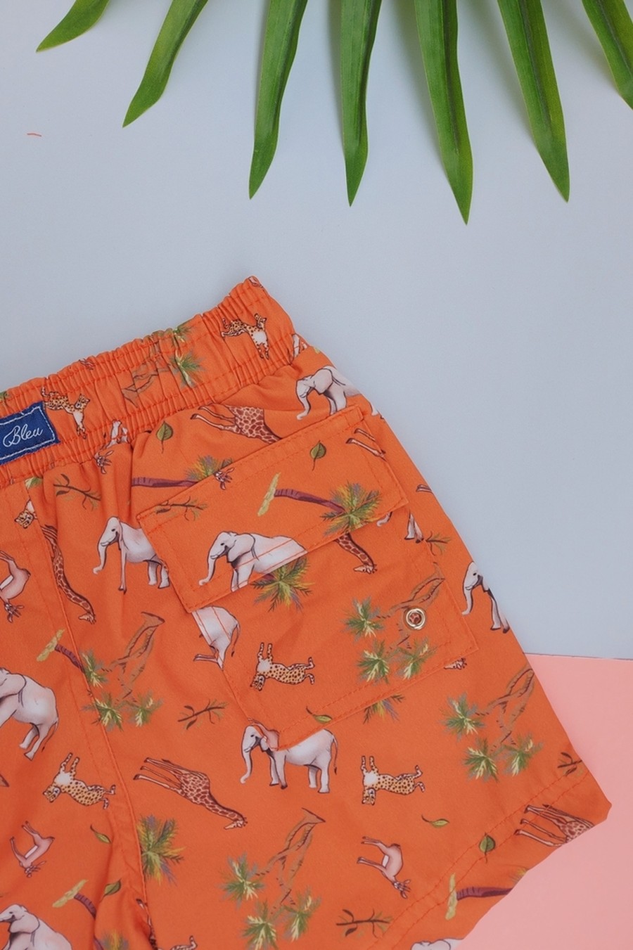 shorts infantil laranja animais 4069 mer bleu resort wear