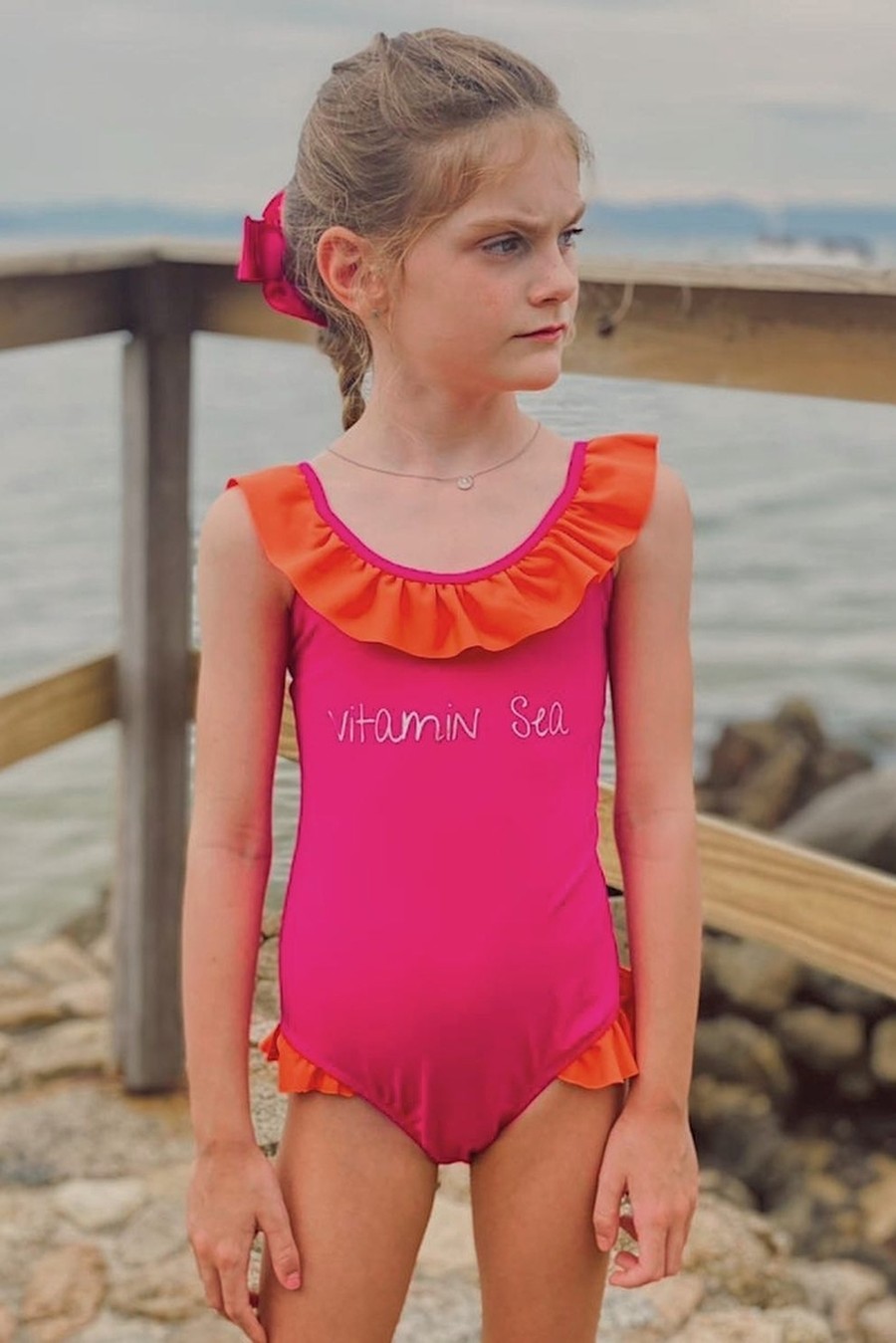 maio infantil com babados rosa 2059 mer bleu resort wear