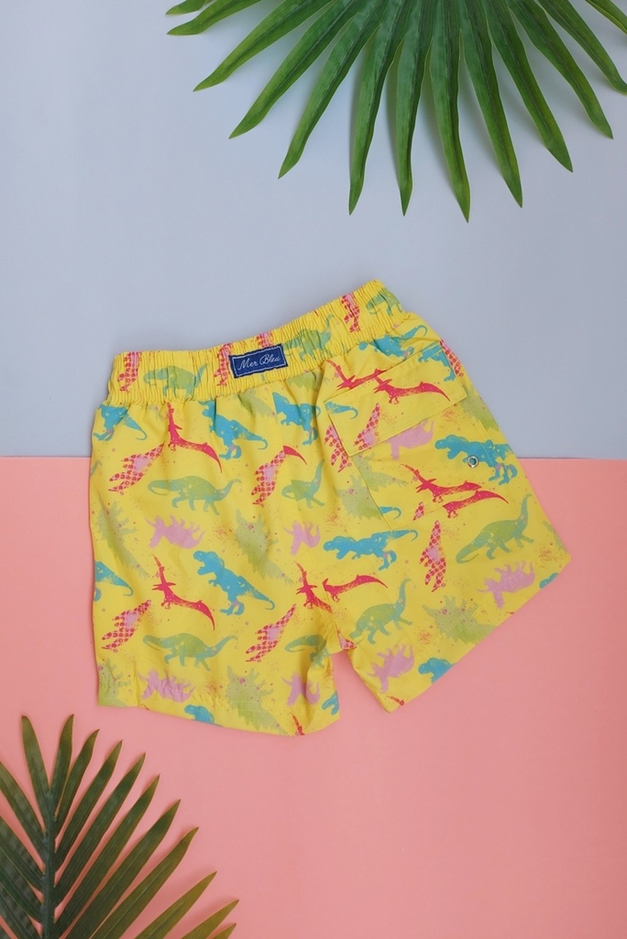 shorts infantil amarelo dinossauro 4059 mer bleu resort wear
