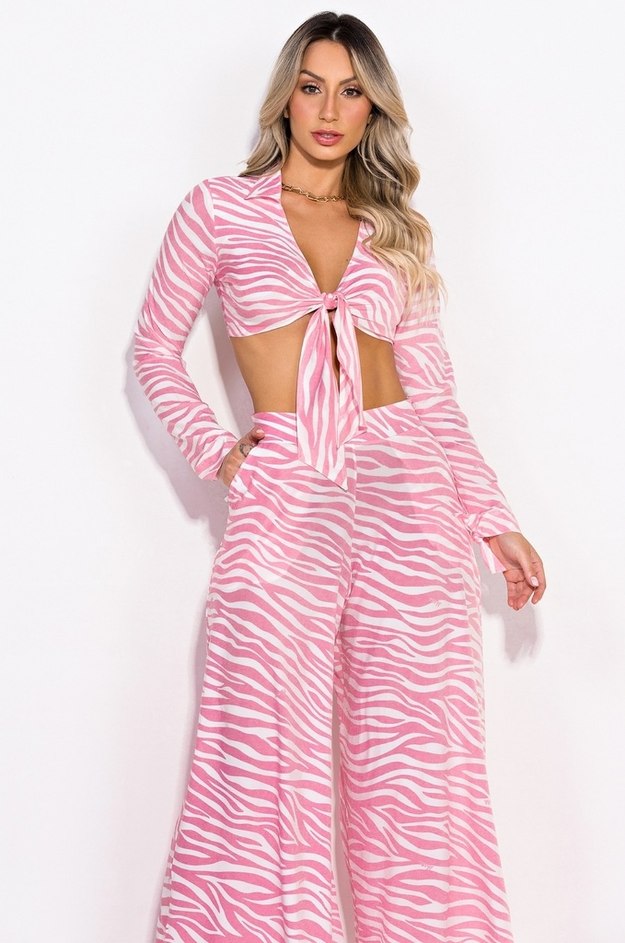 camisa cropped zebra rosa 23367 madallola by morango