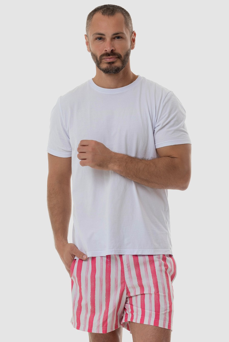 shorts masculino listrado rosa 16667 mer bleu