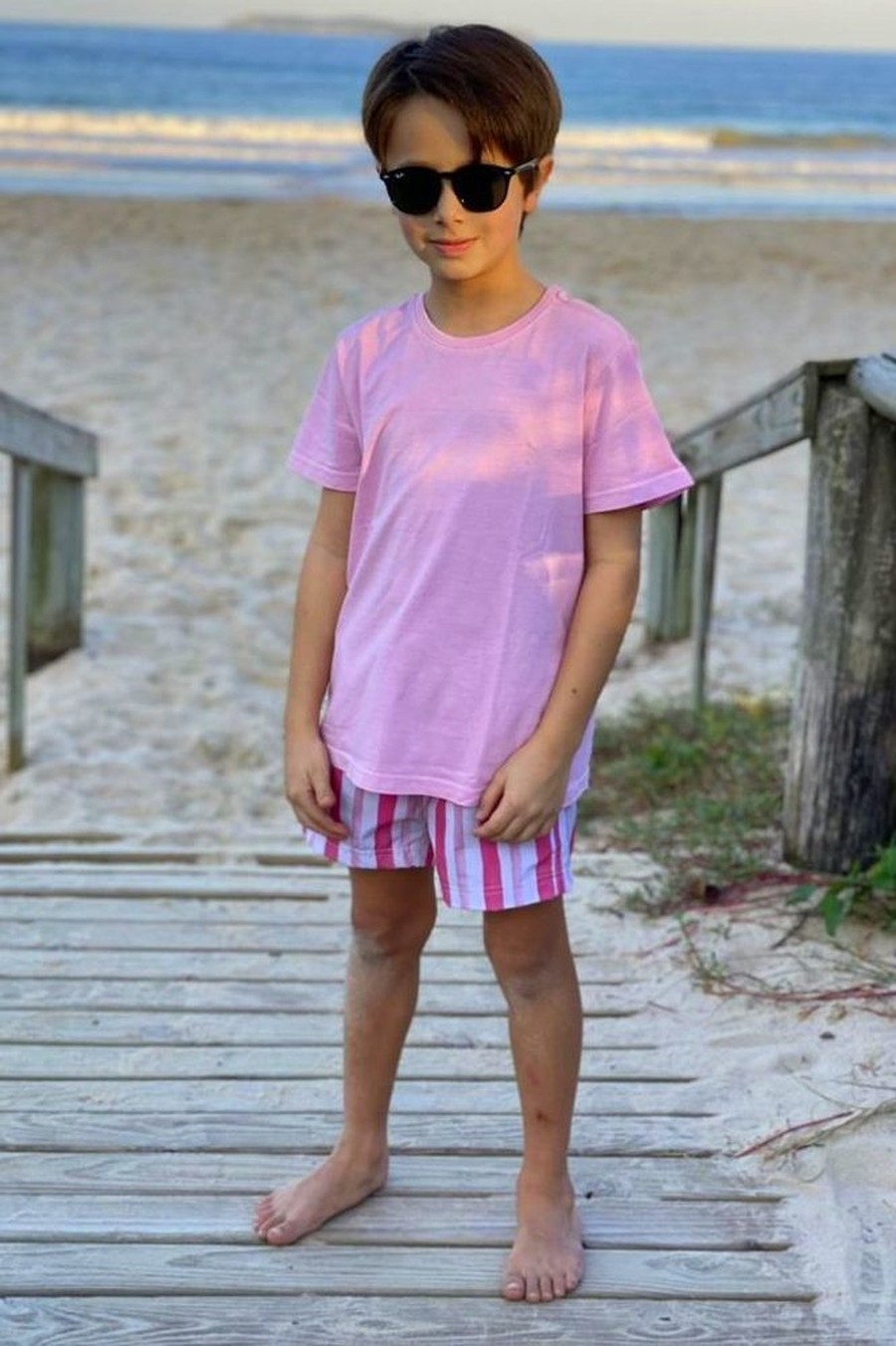 shorts infantil listrado rosa 16476 mer bleu