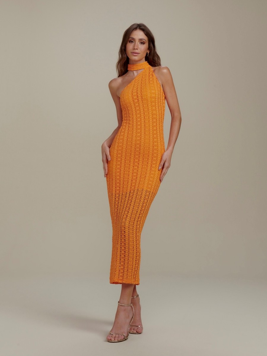 vestido macramê laranja nina 0406 oásis resortwear